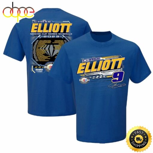 Chase Elliott Hendrick Motorsports Team Collection 2023 NASCAR Cup Series Schedule Royal T-shirt