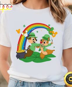Cheap Rainbow Chip N Dale Disney St Patricks Day Shirt Shamrock Shirt