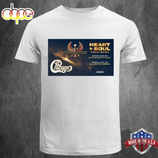 Chicago And Earth, Wind &amp Fire Share Heart &amp Soul 2024 Tour July 12 T-shirt