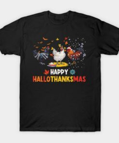 Chicken Halloween Happy HalloThanksMas Autumn Thanksgiving T-Shirt