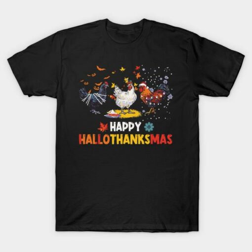 Chicken Halloween Happy HalloThanksMas Autumn Thanksgiving T-Shirt