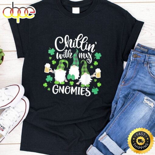 Chillin With My Gnomies Buffalo Plaid Saint Patrick Day Gift T-Shirt