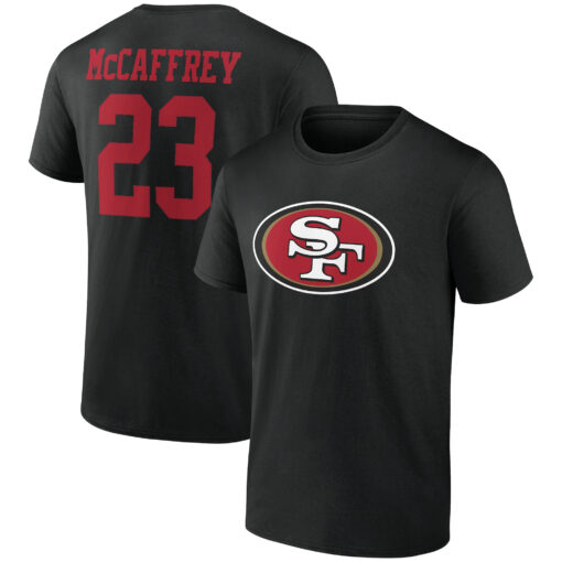 Christian McCaffrey San Francisco 49ers Fanatics Branded Icon Player Name &amp Number Black T-shirt