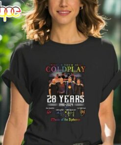 Coldplay World Tour 2024 28 Years 1996 2024 Music Of The Spheres Signatures T-Shirt
