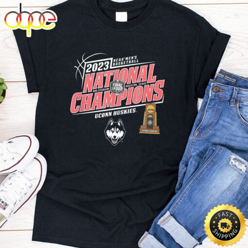 Connecticut Huskies National Champs 2023 Basketball Trophy T-Shirt