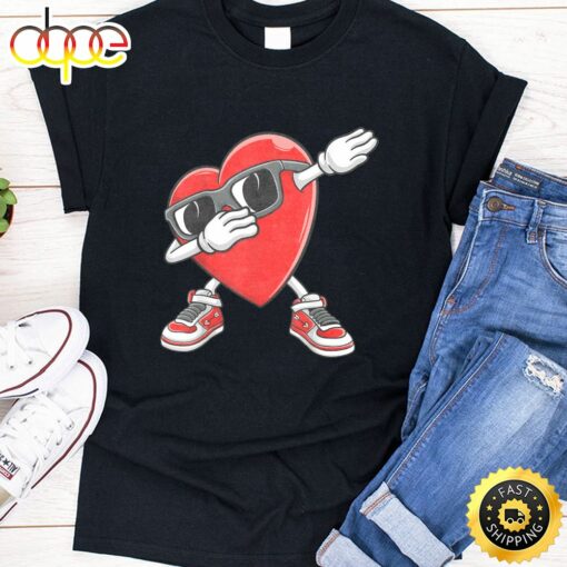 Cool Boys Valentines Day Kids Dabbing Heart Love Dab Dance T-Shirt