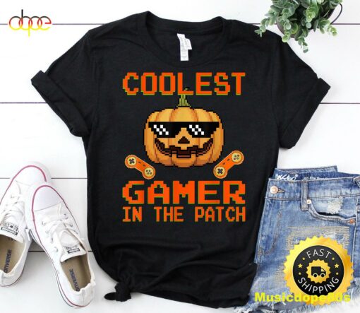 Coolest Gamer In The Patch Boys Kids Halloween Pumpkin T-Shirt