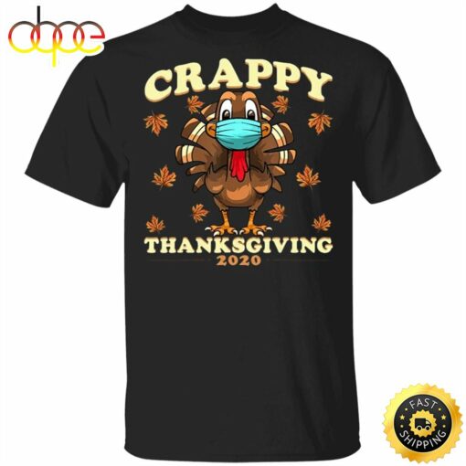 Crappy Thanksgiving 2023 T-Shirt Funny Turkey Wearing Mask Vintage Fall Designs Couples Gifts