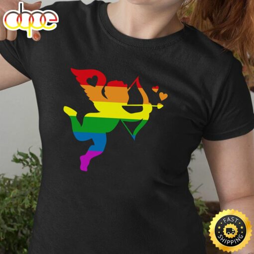 Cupid Valentines Day LGBT Rainbow Love Relationship Gift Long Sleeve Valentines Day T-shirt