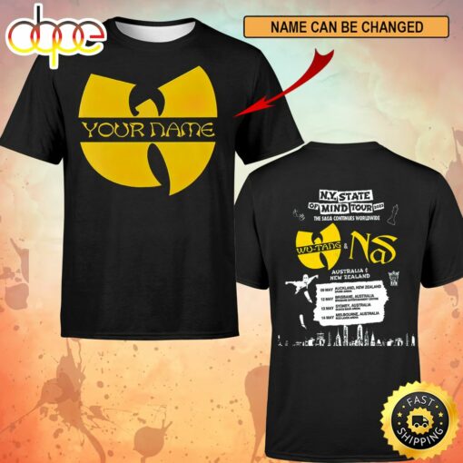 Custom Name Logo Wutang And Nas N.Y State Of Mind Tour 2023 Australia &amp New Zealand Black Unisex Basic T-shirt