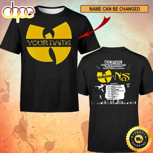 Custom Name Logo Wutang &amp Nas N.Y State Of Mind Tour 2023 The Saga Continues Worldwide Europe Unisex T-shirt