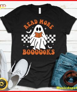 Cute Booooks Ghost Read More Books Funny Teacher Halloween T-Shirt