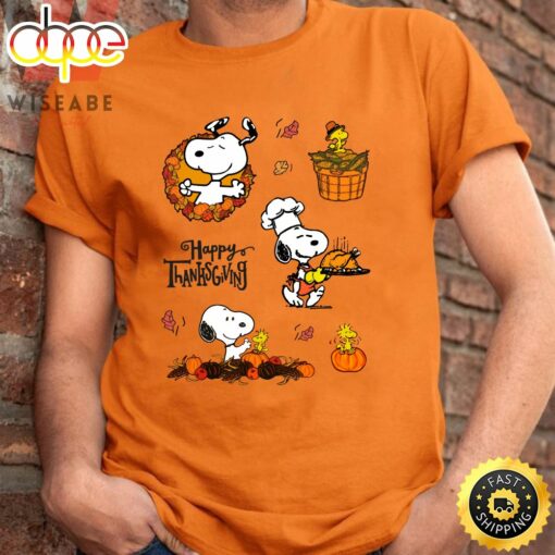 Cute Snoopy And Woodstock Happy Thanksgiving Peanuts Thanksgiving T Shirt