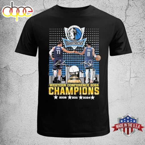 Dallas Mavericks Luka Doncic And Kyrie Irving 2024 Western Conference Champions Signatures Shirt