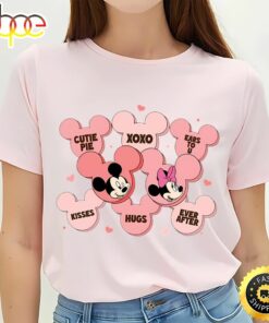 Disney Mickey And Minnie Magic Castle Valentine Pink Heart Shirt