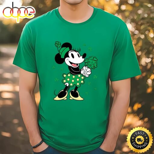 Disney Minnie Mouse Shamrock Bouquet St Patricks Day Retro Shirt