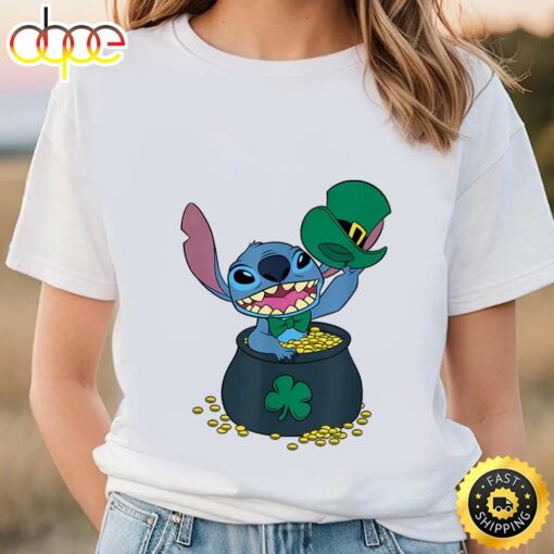 Disney Stitch Pot Of Gold Shamrock St. Patrick’s Day T-Shirt