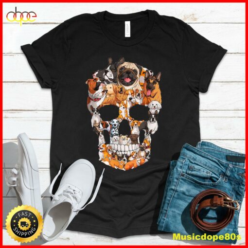 Dog Skull dogs paw lover Halloween costume men women kids T-Shirt