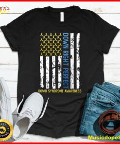 Down Right Perfect Yellow &amp Blue American Flag Down Syndrome T-Shirt