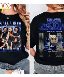 Drake J Cole Big As The What Tour 2024 Shirt, Drake J Cole It’s All Blur Tour Black Dates T-shirt