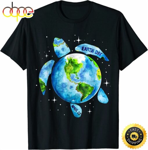 Earth Day 2023 Restore Earth Sea Turtle Art Save the Planet T-Shirt