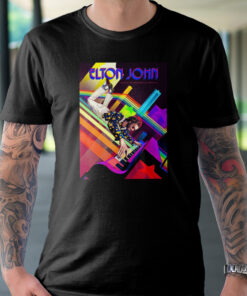 Elton John Troubadour 1970 by Kevin Tong Unisex Tshirt 1 Elton John Troubadour 1970 by Kevin Tong Unisex Tshirt 2