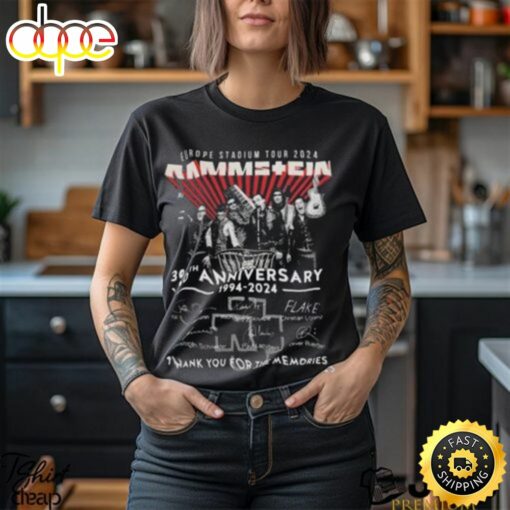 Europe Stadium Tour 2024 Rammstein Merch, Rammstein 30th Anniversary 1994 – 2024 Thank You For The Memories Signatures Shirt