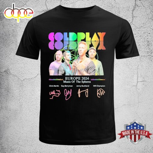 Europe Tour 2024 Coldplay Music Of The Spheres Signatures Unisex T-Shirt