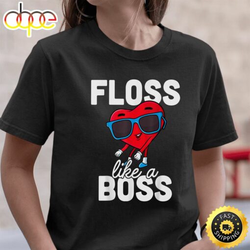 Floss Like A Boss Valentines Day Boy Valentine Boys Flossing T-Shirt