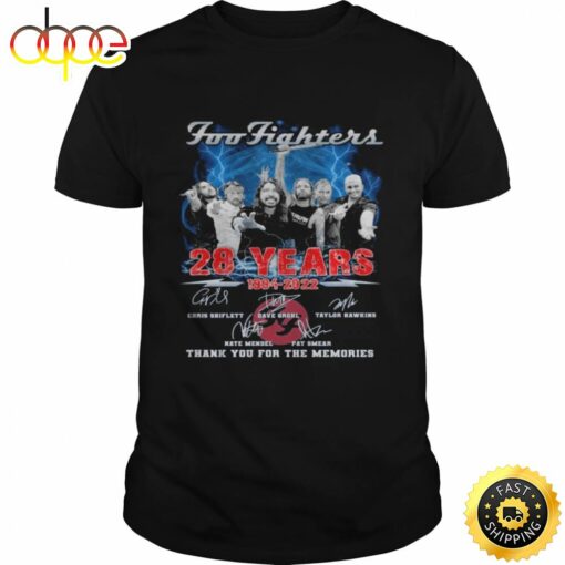 Foo Fighters 28 Years 1994-2022 Signature Thank You For The Memories Shirt