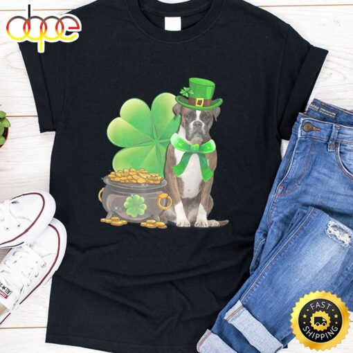 Funny Boxer Dog Shamrock Irish Saint St Patrick Day T-Shirt