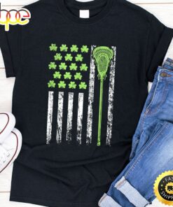 Funny Lacrosse American Flag St Patrick Day For Men Boy Kids T-Shirt