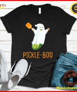 Funny Pickle Ghost Loves To Play Pickleball At Halloween T-Shirt