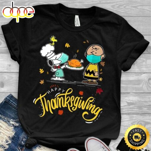 Funny Snoopy And Charlie Brown Happy Thanksgiving Quarantine Tshirt