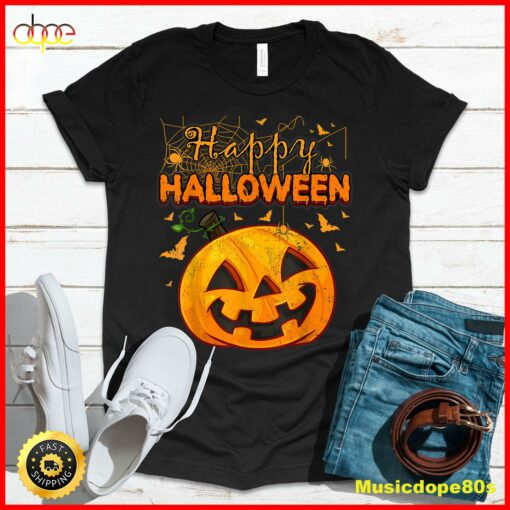 Funny Spooky Season Retro Pumpkin Happy Halloween T-Shirt