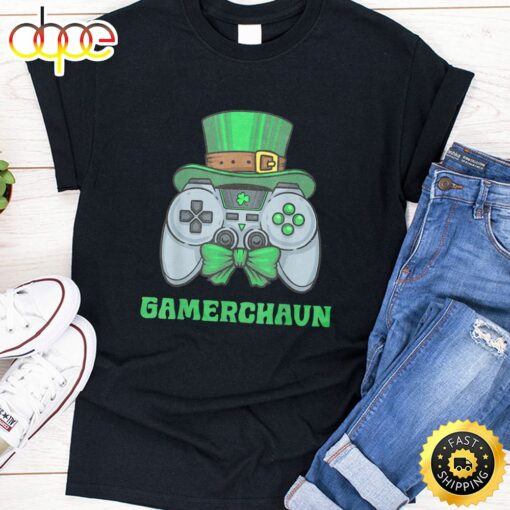 Gamer St Patricks Day Green Lucky Boys Kids Gift Fun T-Shirt