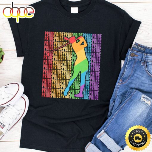 Gay Golf Golfer Girl Pride Month LGBT Rainbown Flag Premium Valentines Day T-shirt