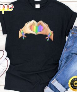 Gay Pride Clothing LGBT Rainbow Flag Tee Heart Unity Valentines Day T-shirt