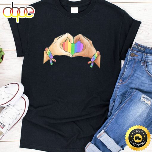 Gay Pride Clothing LGBT Rainbow Flag Tee Heart Unity Valentines Day T-shirt