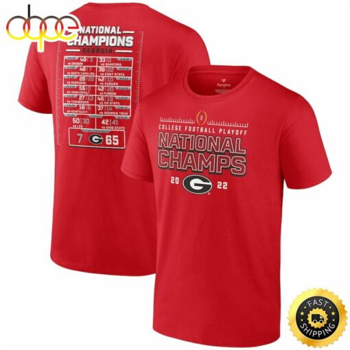 Georgia Bulldogs College Football Playoff 2022 National Champions Schedule T-Shirt