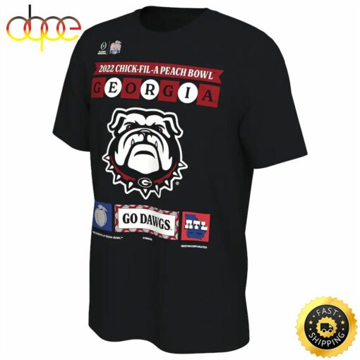 Georgia Bulldogs College Football Playoff 2022 Peach Bowl Illustrated T-Shirt