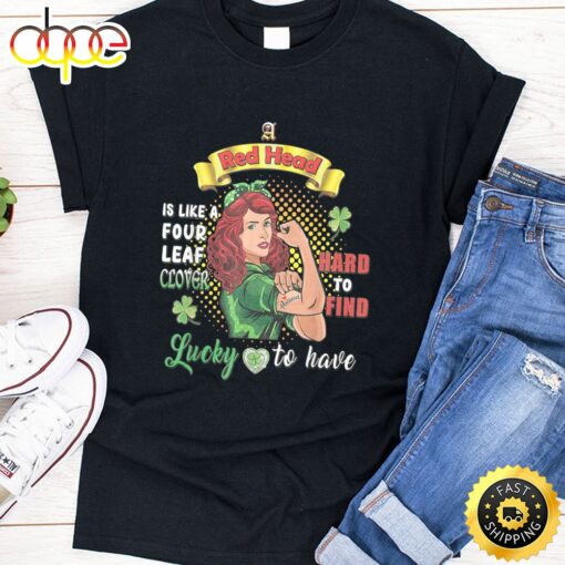 Ginger St Patrick Day Irish Women Lucky Redhead Shamrock T-Shirt