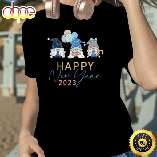 Gnome Happy New Year 2023 Unisex Basic T-shirt