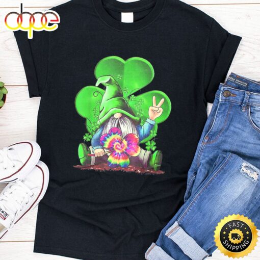 Gnome Tie Dye Shamrock St Patricks Day Gnome For Women Kids T-Shirt