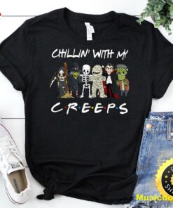 Gnomes Chillin With My Creeps Halloween Boys Kids Orange T-Shirt
