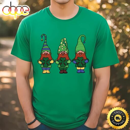 Gnomes With Shamrocks Patricks Day T-Shirt