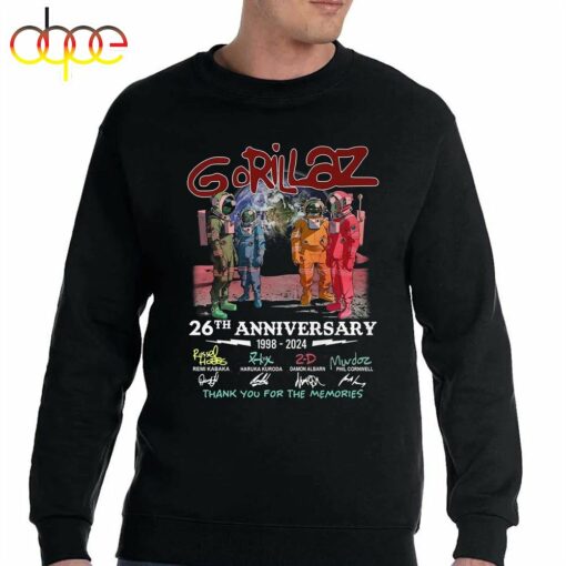 Gorillaz 26th Anniversary 1998 – 2024 Thank You For The Memories T-Shirt