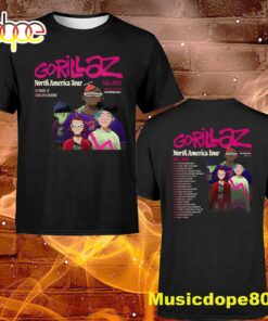 Gorillaz North America Tour Fall 2022 Dates Black T-Shirt