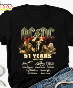 Graphic 51 Years Acdc 1973-2024 Signature Acdc Rock Band Shirt Fan Gifts