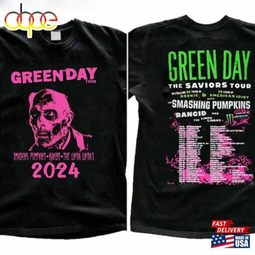 Green Day The Saviors 2024 Tour T-Shirt Band Graphic Tee Concert Shirt